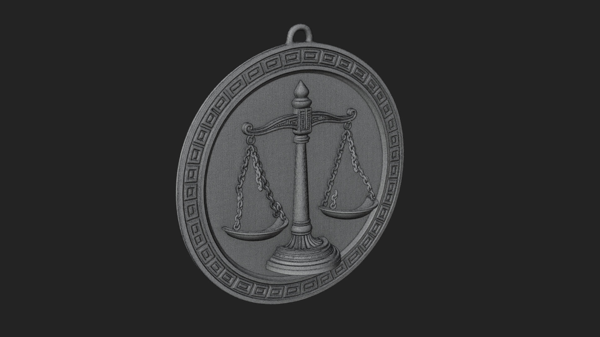 Libra Zodiac Relief Medallion Pendant Design 8 3D Print Mode 3D Model