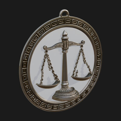 Libra Zodiac Relief Medallion Pendant Design 8 3D Print Mode