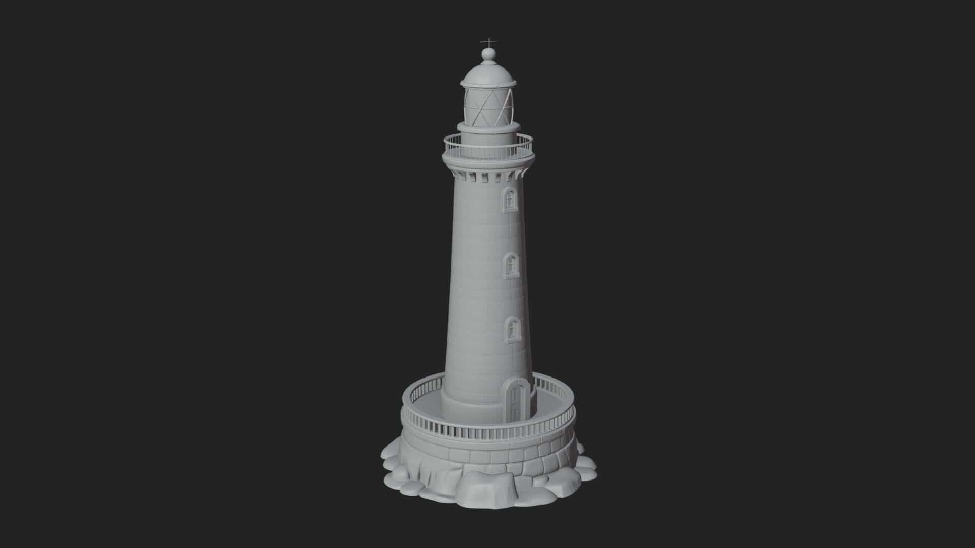 Lighthouse Stone Tower Design 1 3D Print Model 3D Model