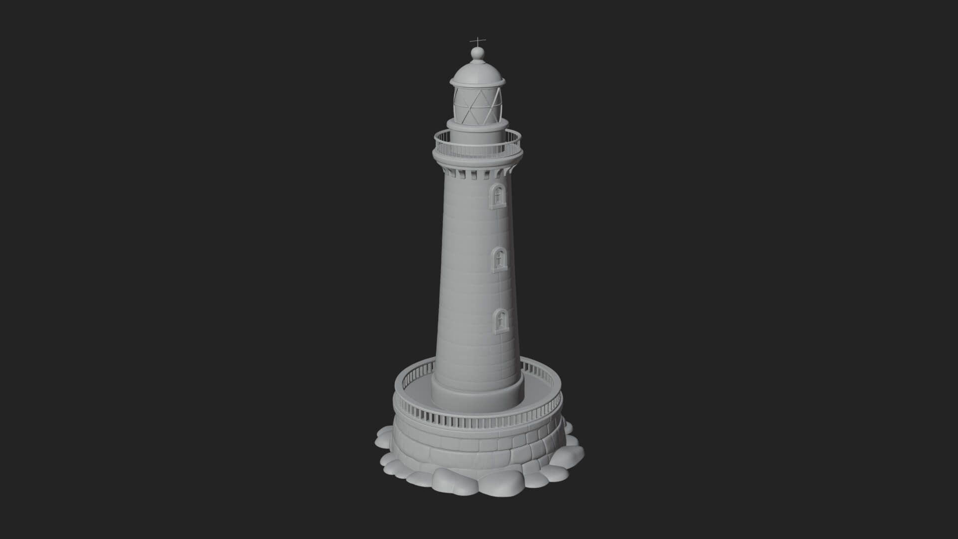 Lighthouse Stone Tower Design 1 3D Print Model 3D Model