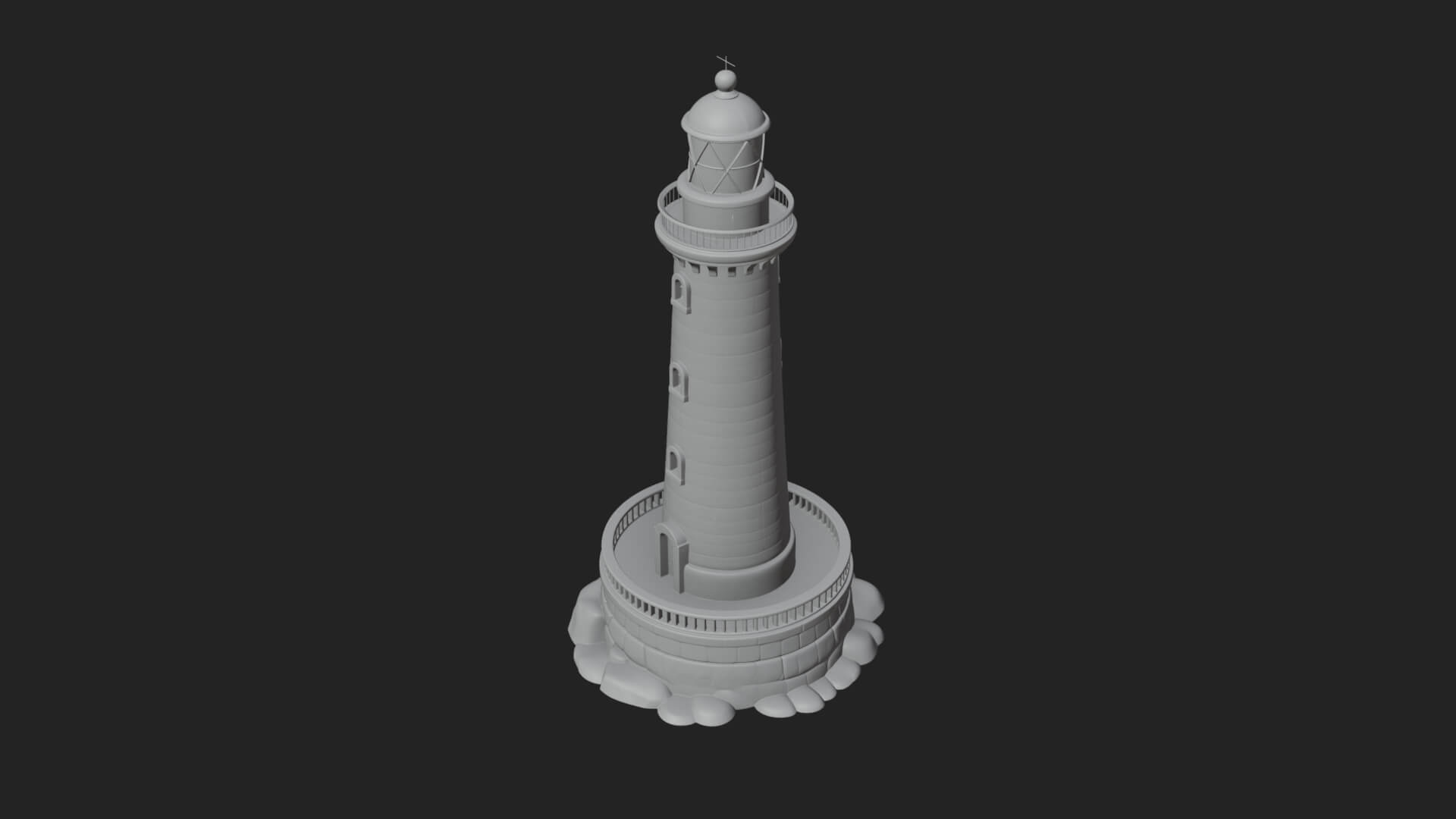 Lighthouse Stone Tower Design 1 3D Print Model 3D Model