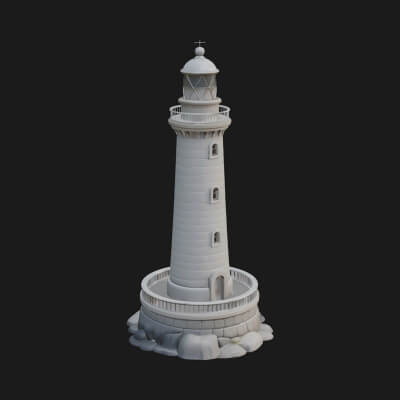 Lighthouse Stone Tower Design 1 3D Print Model