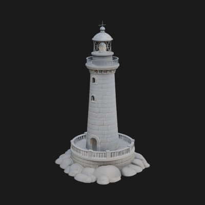 Lighthouse Stone Tower Design 3 3D Print Model