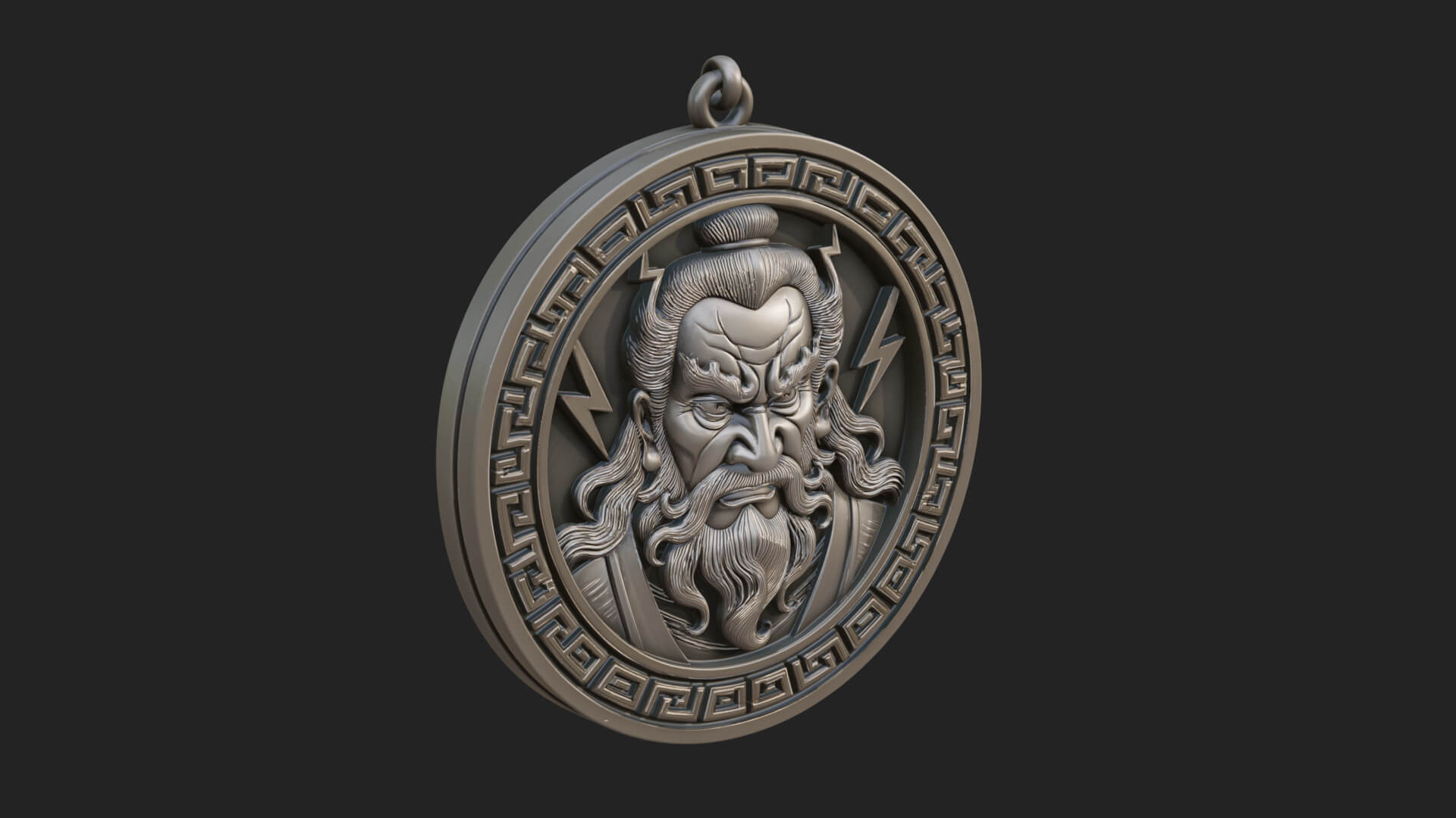 Lightning Sky God Oval Plaque Design 1 3D Print Model 3D Model