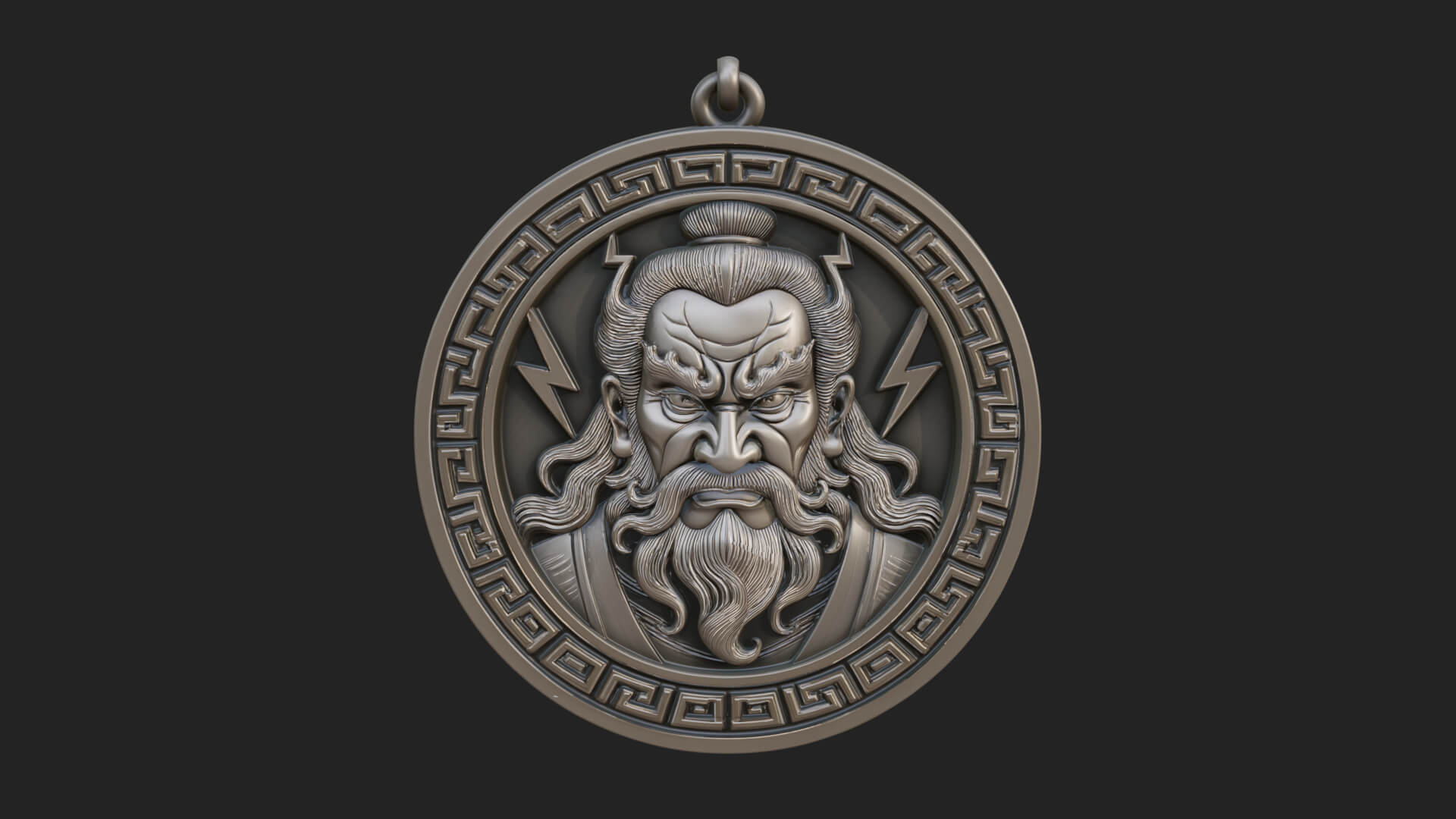 Lightning Sky God Oval Plaque Design 1 3D Print Model 3D Model