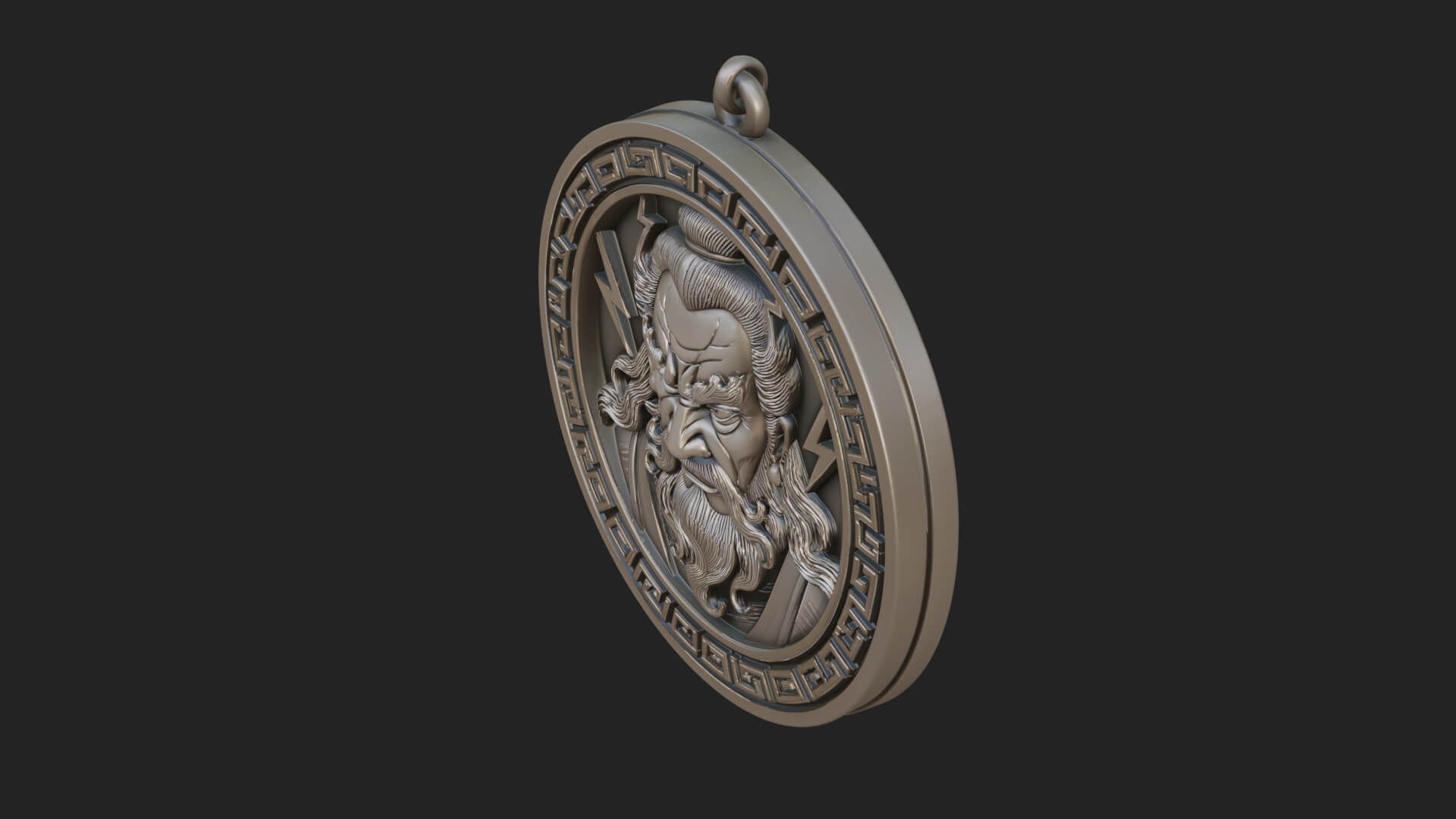 Lightning Sky God Oval Plaque Design 1 3D Print Model 3D Model