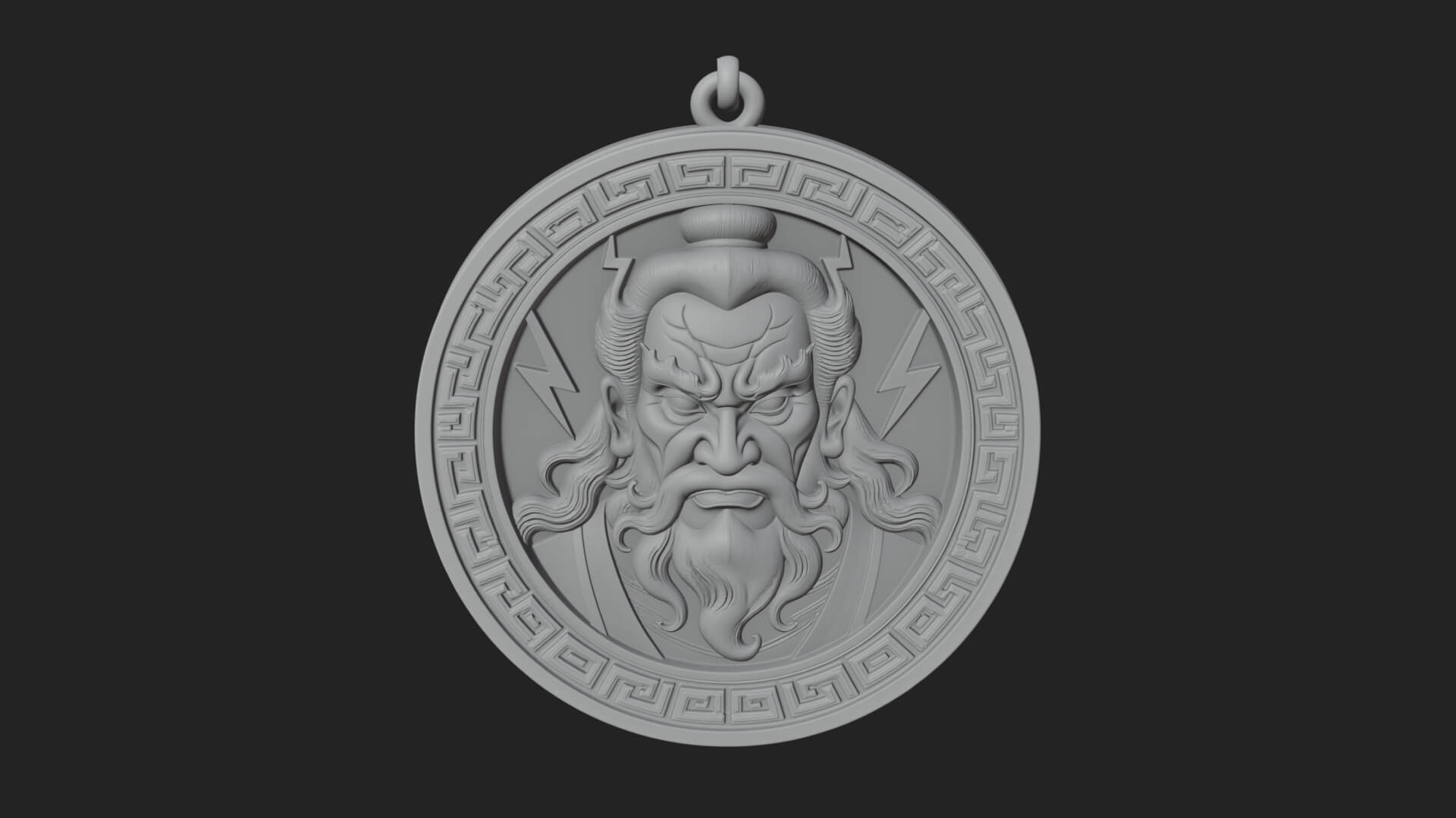 Lightning Sky God Oval Plaque Design 1 3D Print Model 3D Model