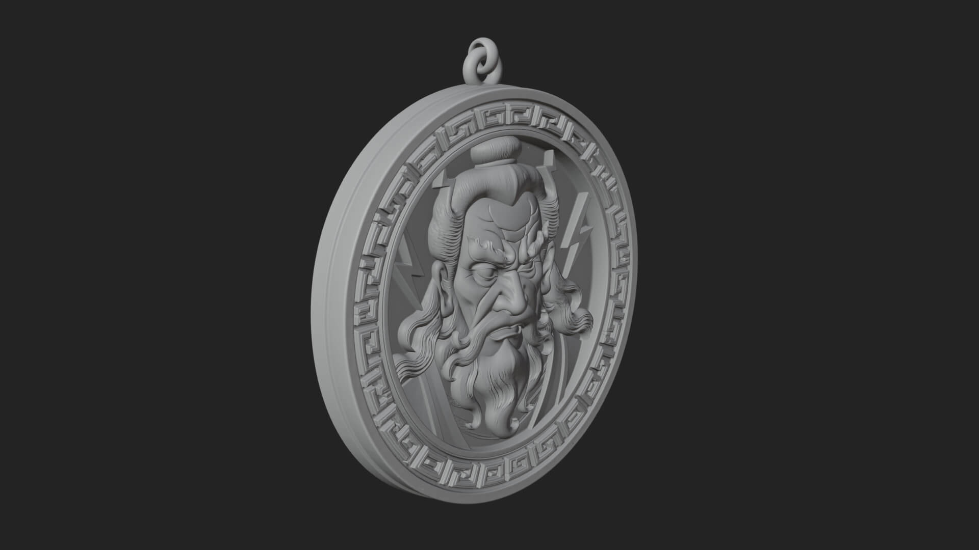Lightning Sky God Oval Plaque Design 1 3D Print Model 3D Model