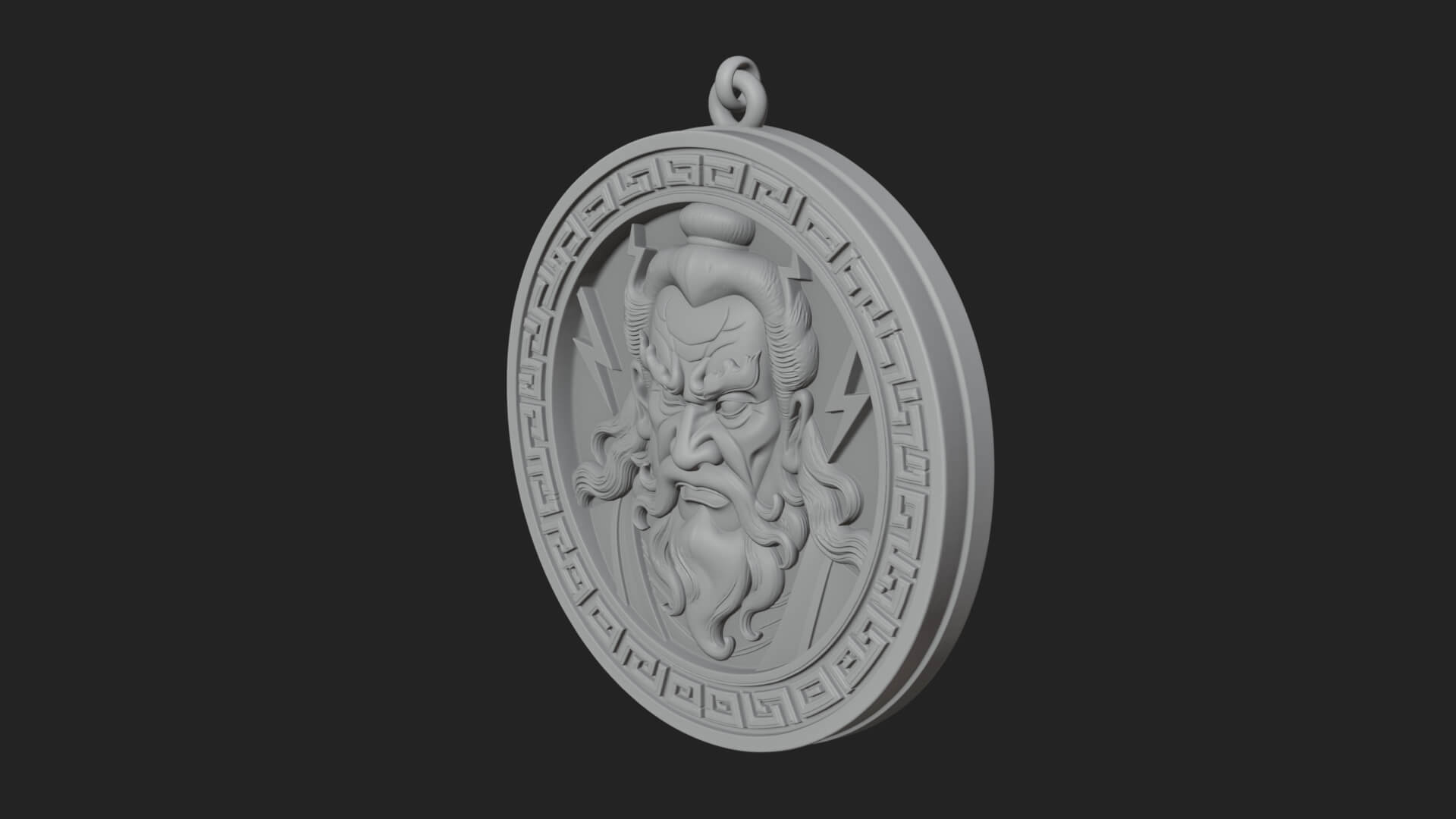 Lightning Sky God Oval Plaque Design 1 3D Print Model 3D Model