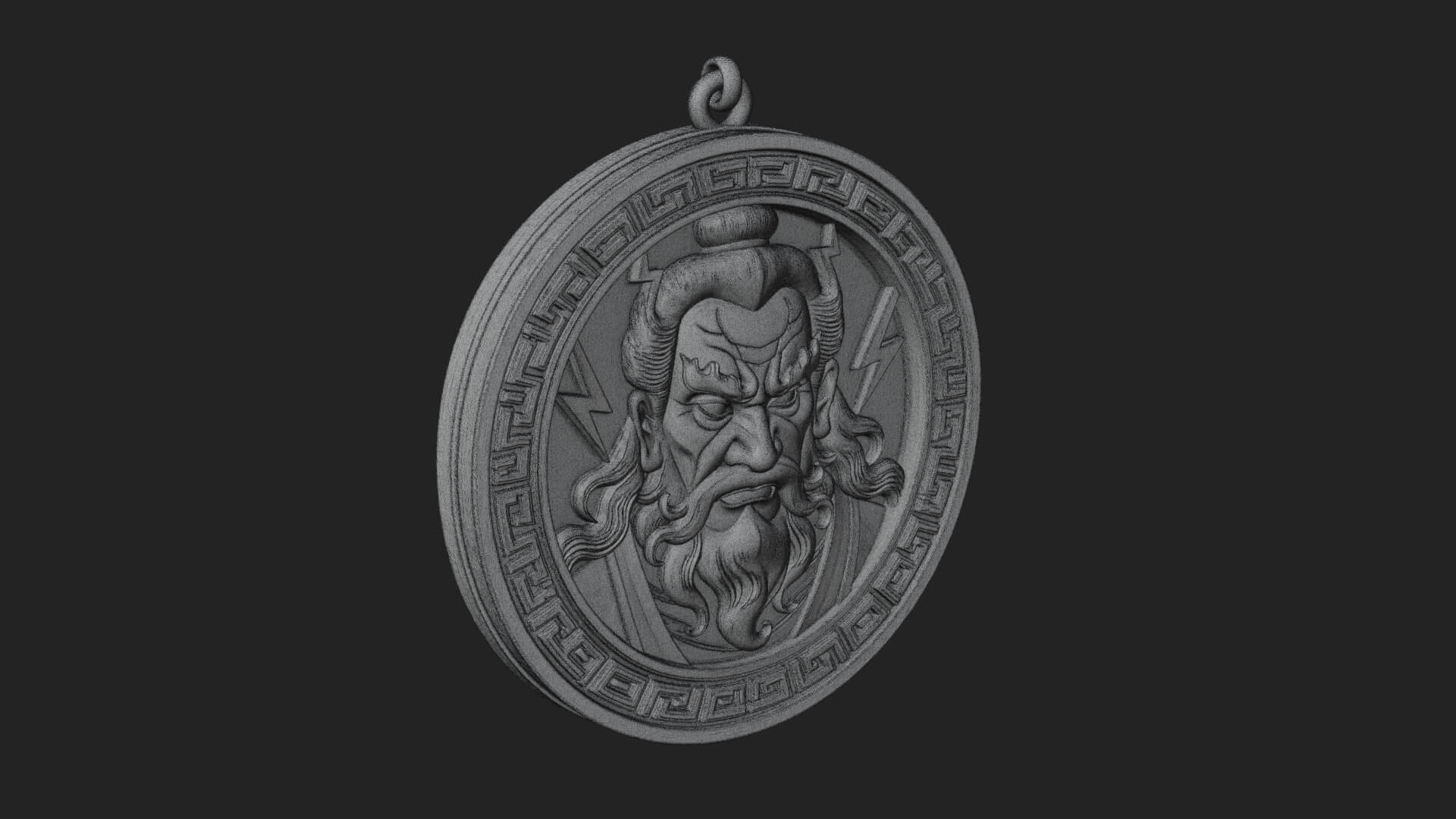 Lightning Sky God Oval Plaque Design 1 3D Print Model 3D Model