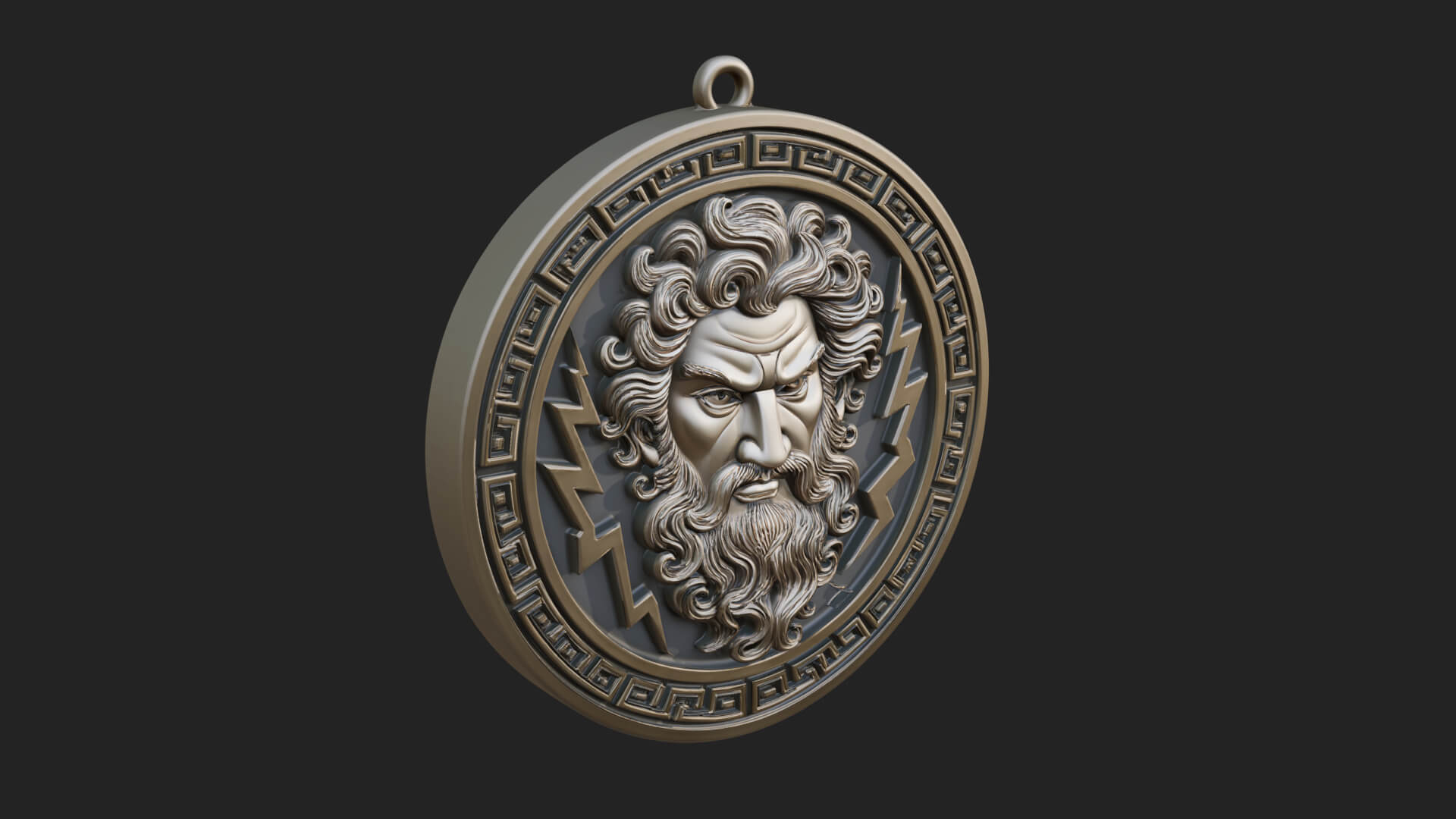 Lightning Sky God Oval Plaque Design 10 3D Print Model 3D Model