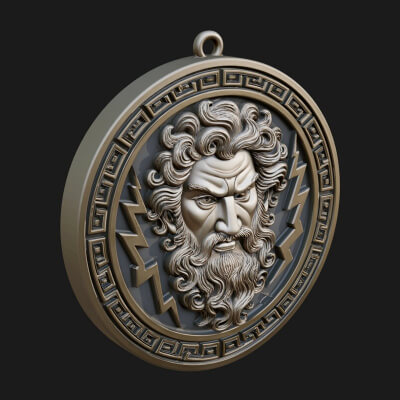Lightning Sky God Oval Plaque Design 10 3D Print Model