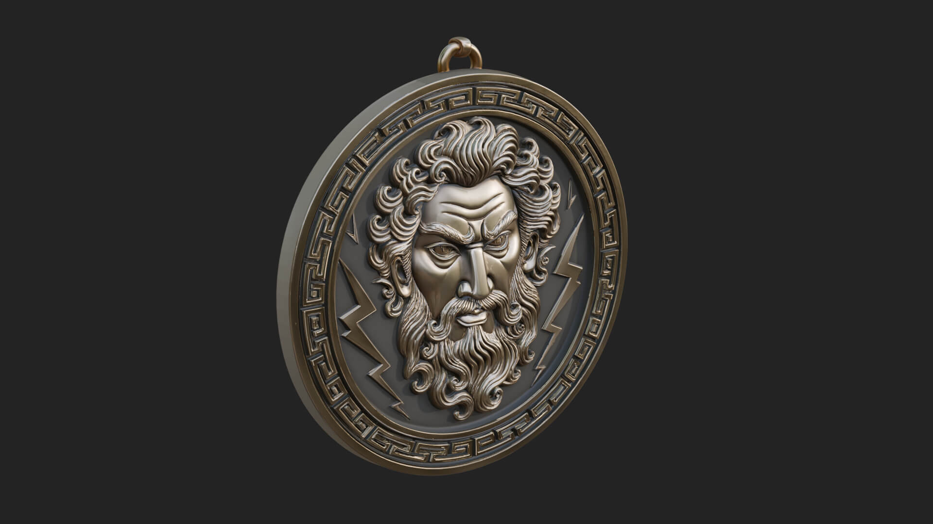 Lightning Sky God Oval Plaque Design 11 3D Print Model 3D Model