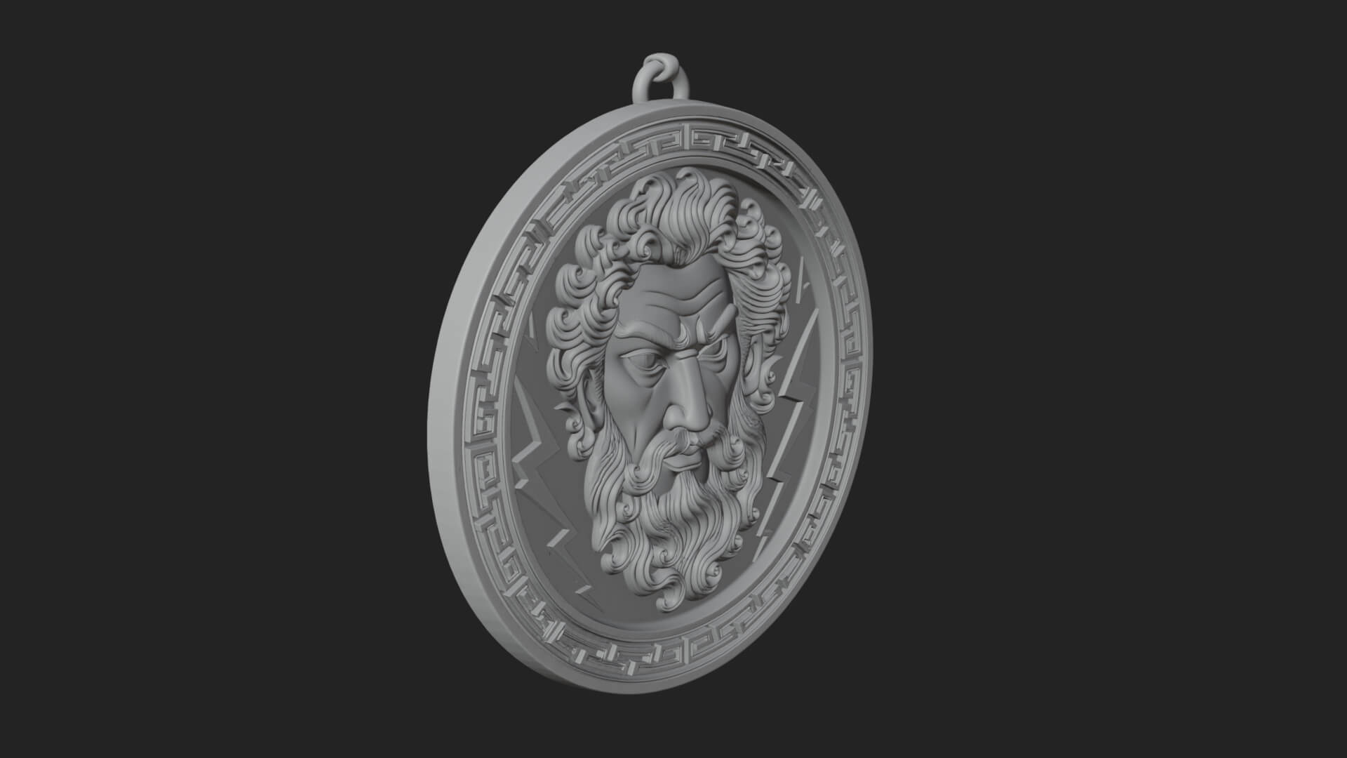 Lightning Sky God Oval Plaque Design 11 3D Print Model 3D Model