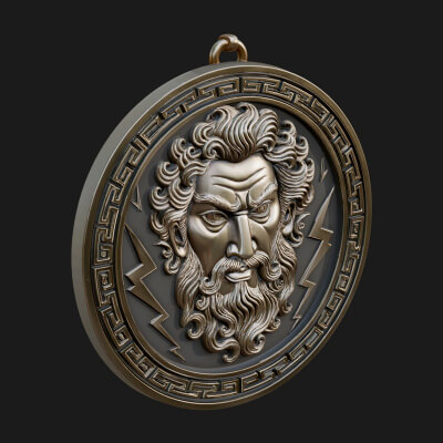 Lightning Sky God Oval Plaque Design 11 3D Print Model