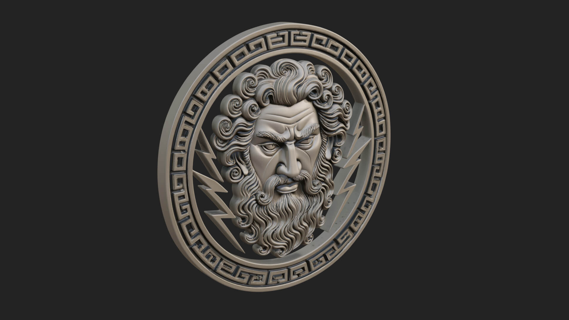 Lightning Sky God Oval Plaque Design 12 3D Print Model 3D Model