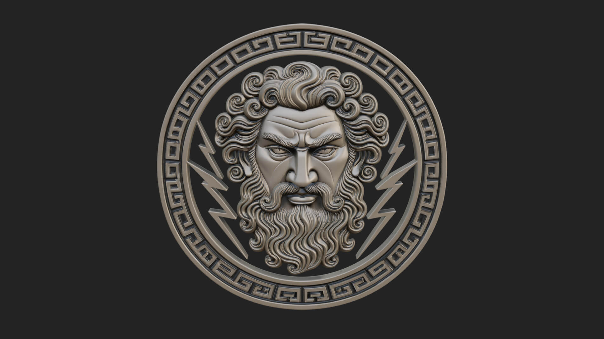 Lightning Sky God Oval Plaque Design 12 3D Print Model 3D Model