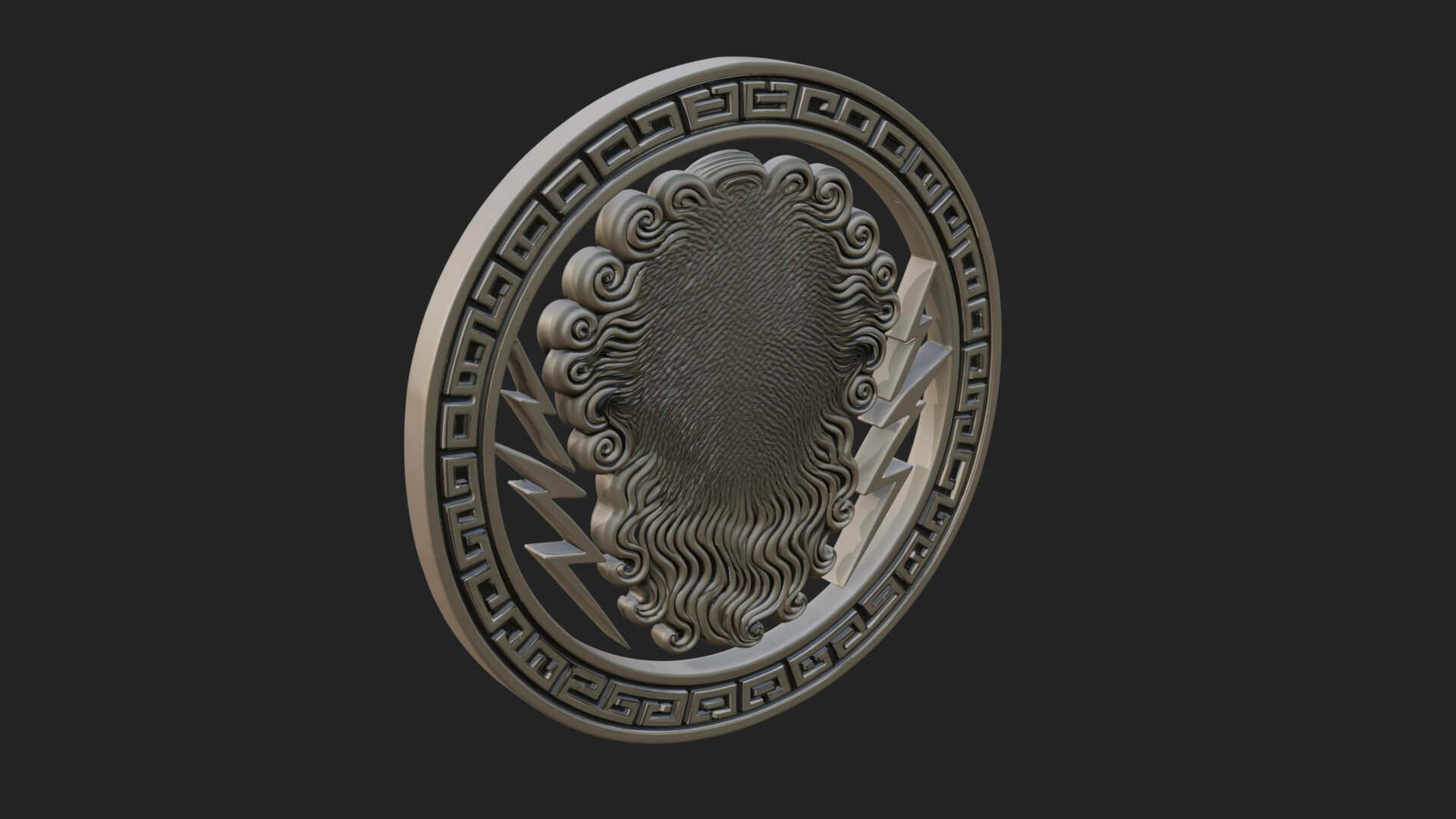 Lightning Sky God Oval Plaque Design 12 3D Print Model 3D Model