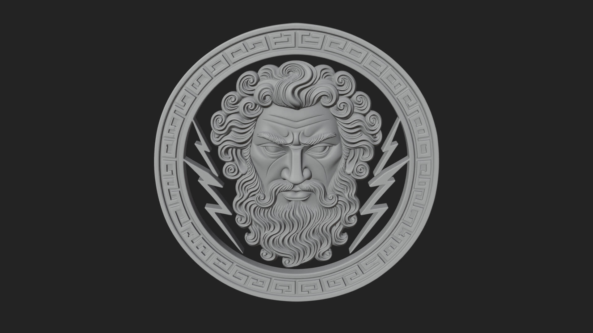 Lightning Sky God Oval Plaque Design 12 3D Print Model 3D Model