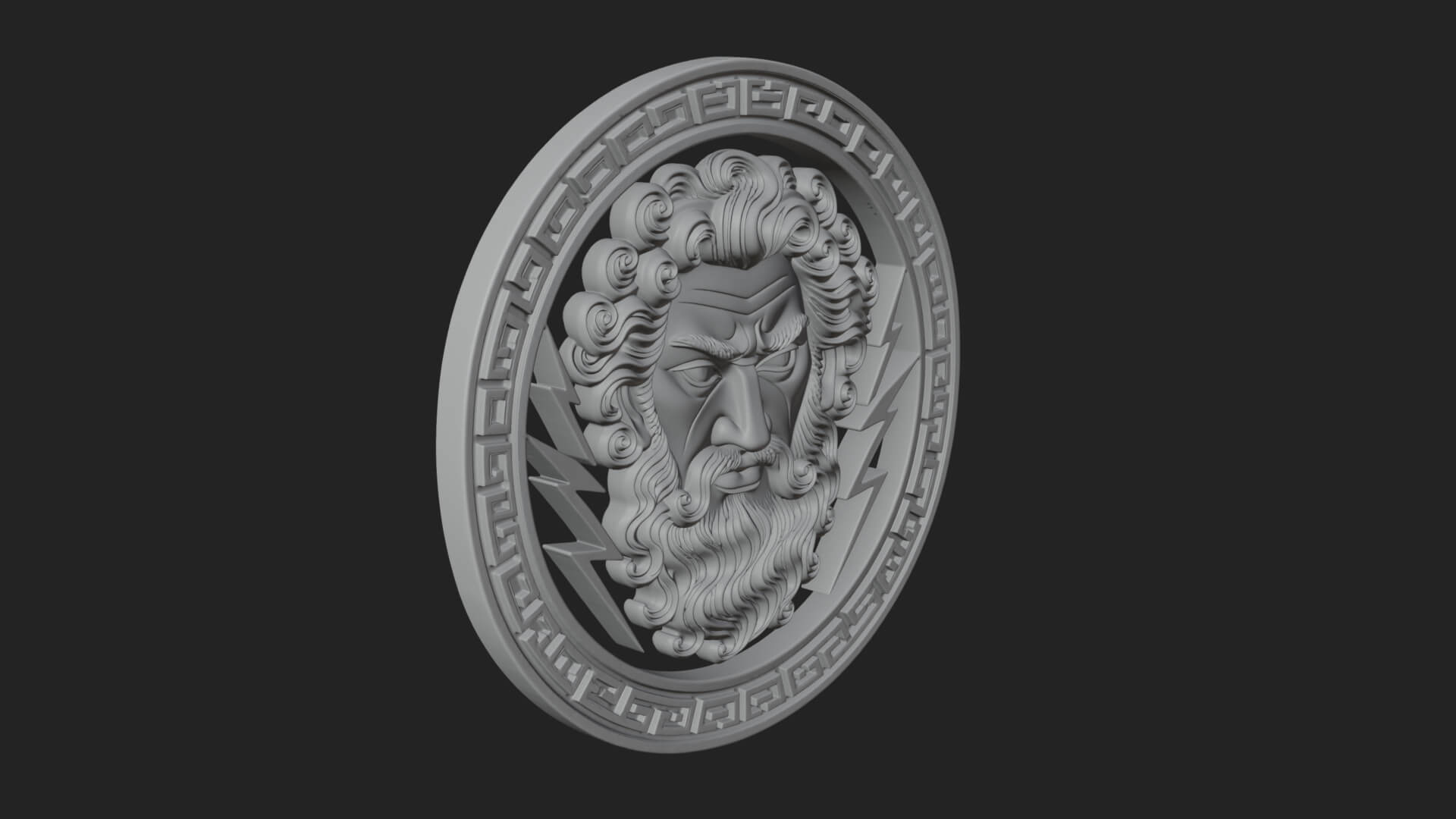 Lightning Sky God Oval Plaque Design 12 3D Print Model 3D Model