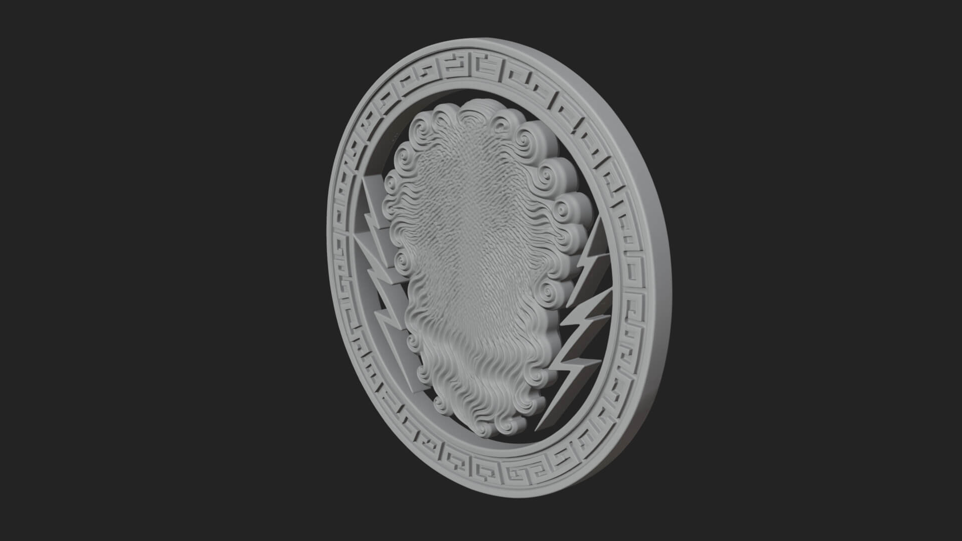 Lightning Sky God Oval Plaque Design 12 3D Print Model 3D Model