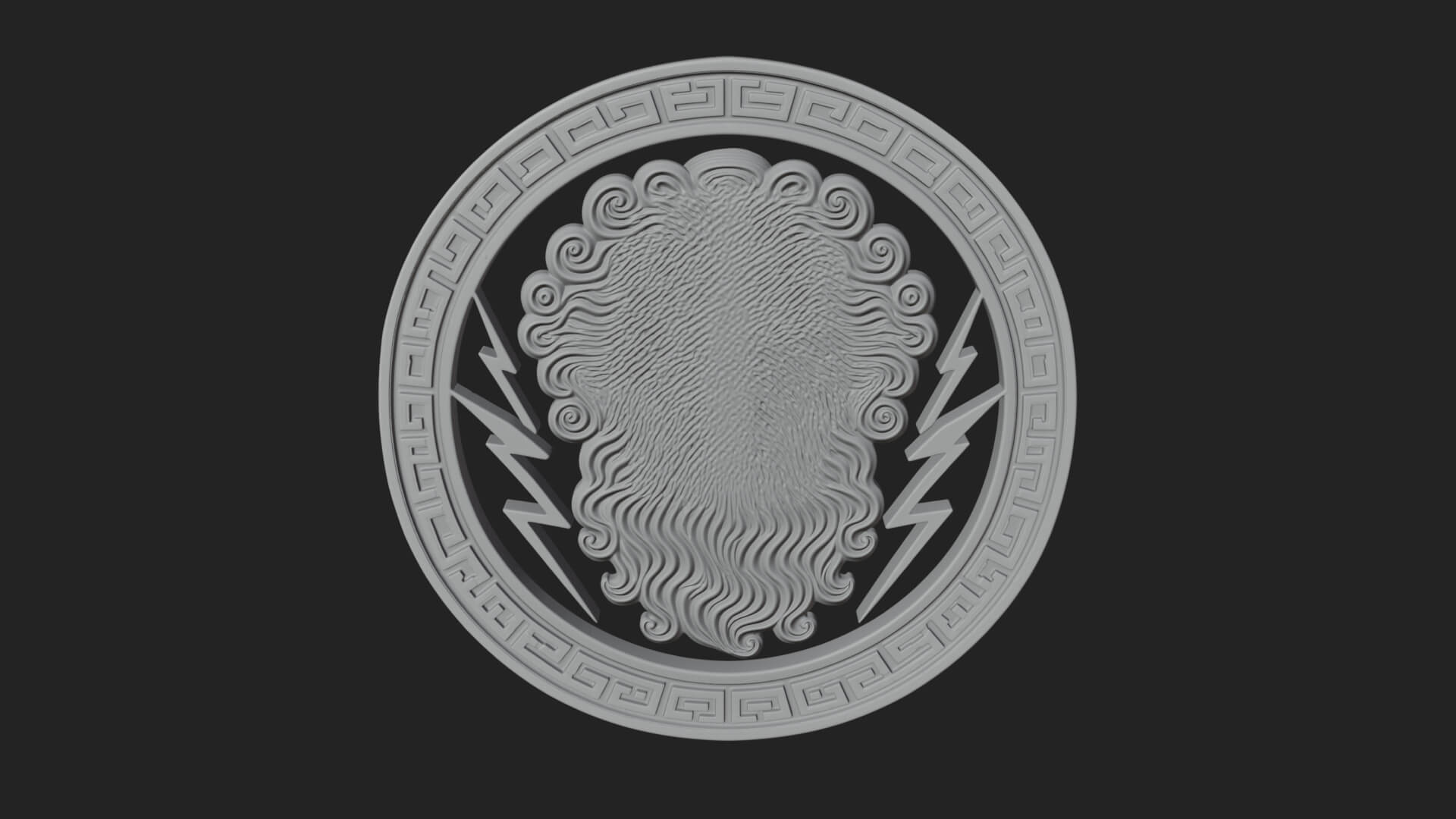 Lightning Sky God Oval Plaque Design 12 3D Print Model 3D Model