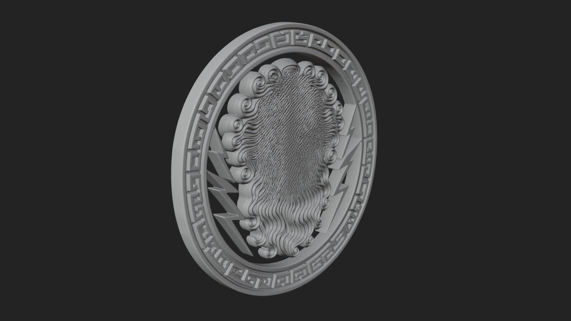 Lightning Sky God Oval Plaque Design 12 3D Print Model 3D Model