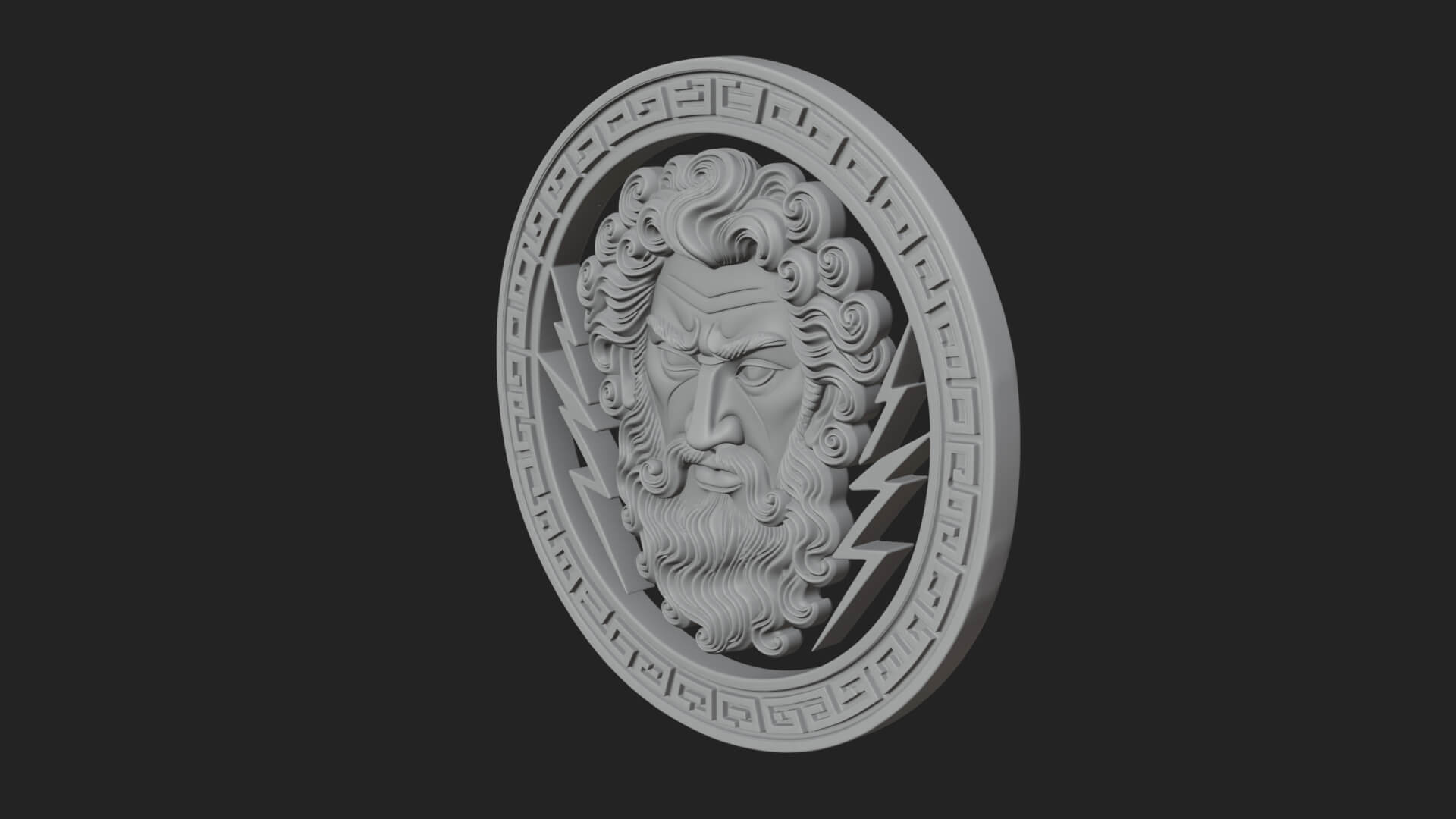 Lightning Sky God Oval Plaque Design 12 3D Print Model 3D Model