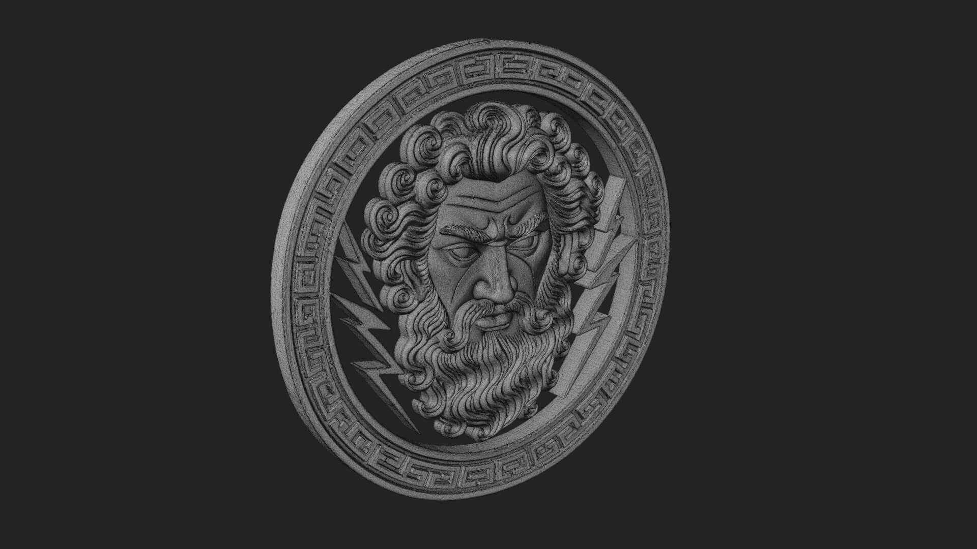 Lightning Sky God Oval Plaque Design 12 3D Print Model 3D Model
