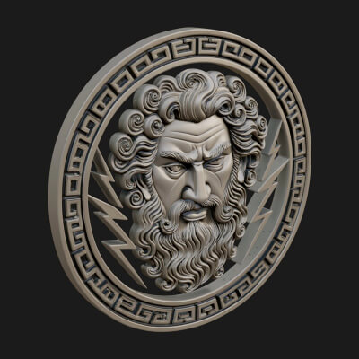 Lightning Sky God Oval Plaque Design 12 3D Print Model