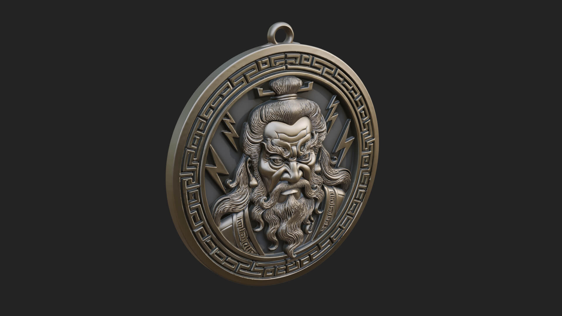 Lightning Sky God Oval Plaque Design 2 3D Print Model 3D Model