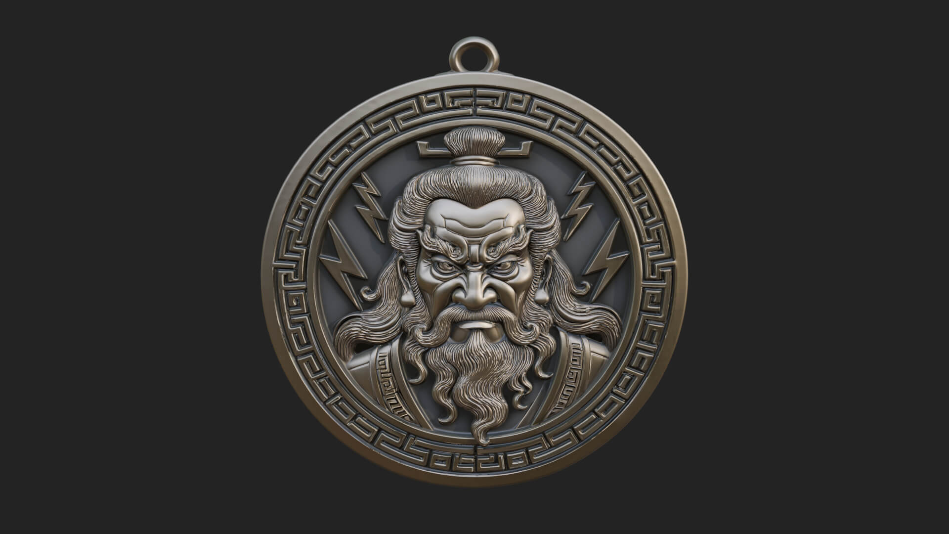 Lightning Sky God Oval Plaque Design 2 3D Print Model 3D Model