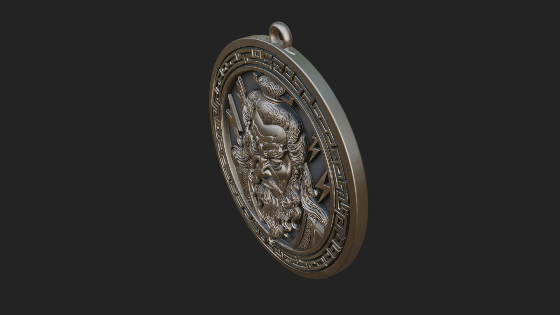 Lightning Sky God Oval Plaque Design 2 3D Print Model 3D Model