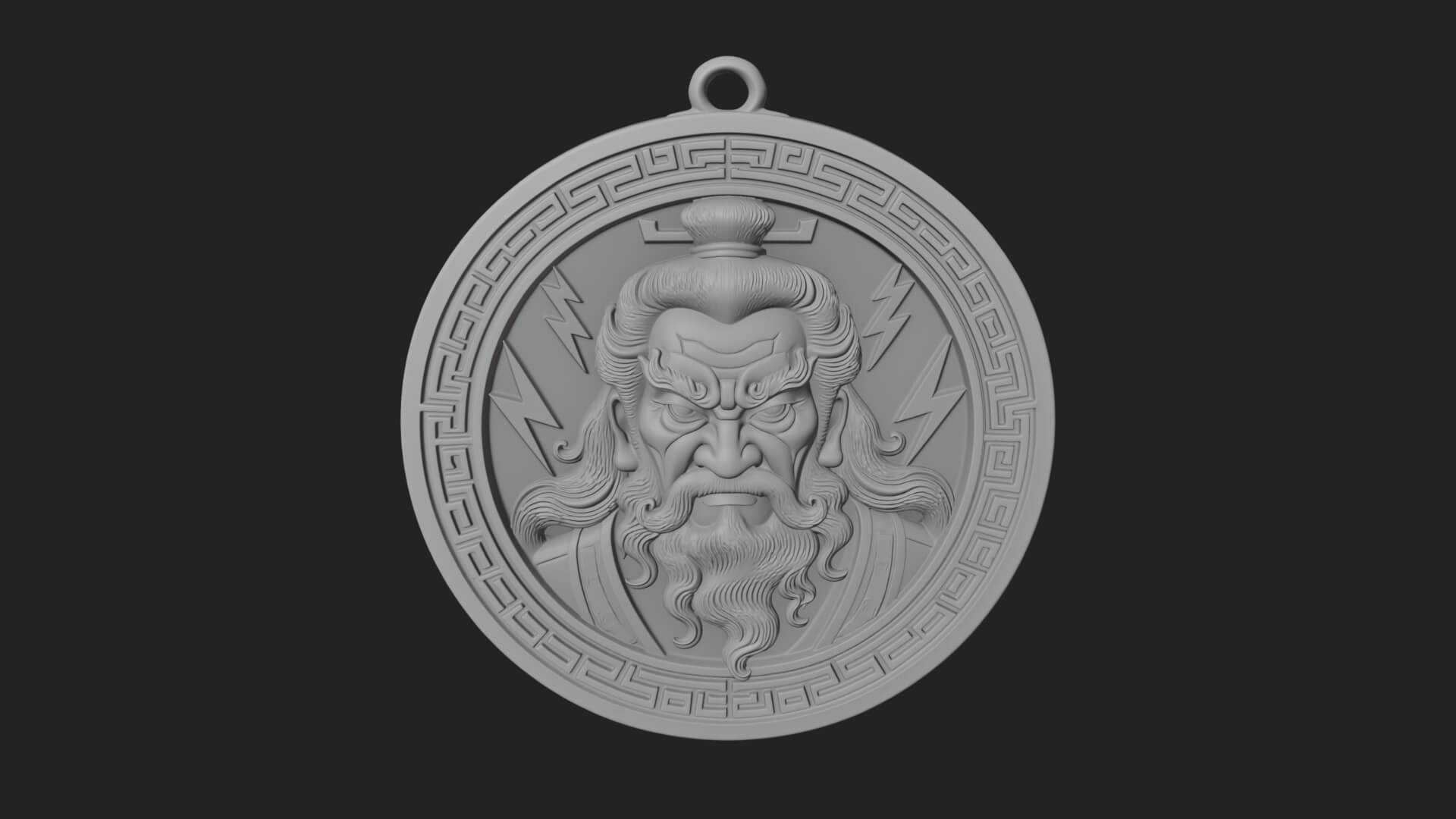 Lightning Sky God Oval Plaque Design 2 3D Print Model 3D Model