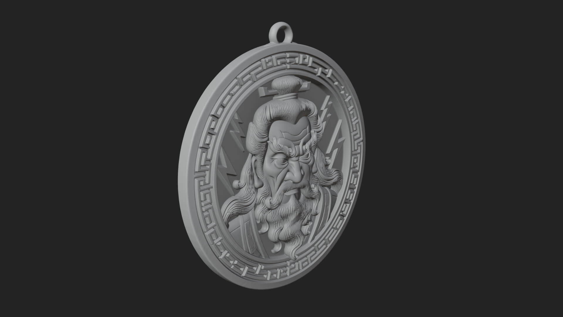 Lightning Sky God Oval Plaque Design 2 3D Print Model 3D Model