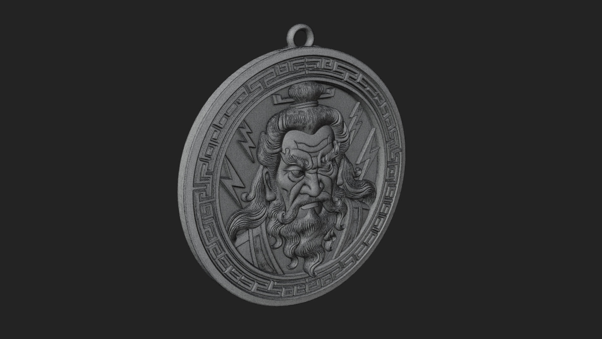 Lightning Sky God Oval Plaque Design 2 3D Print Model 3D Model