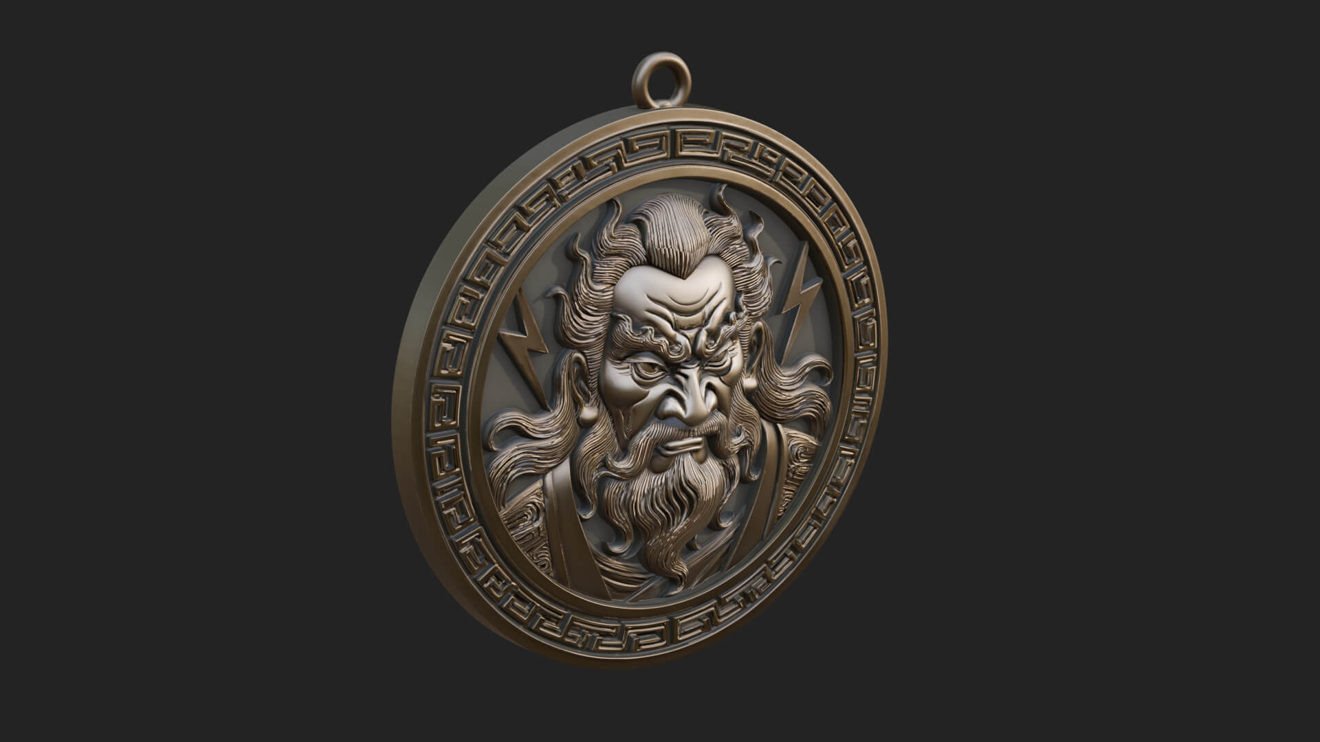 Lightning Sky God Oval Plaque Design 3 3D Print Model 3D Model