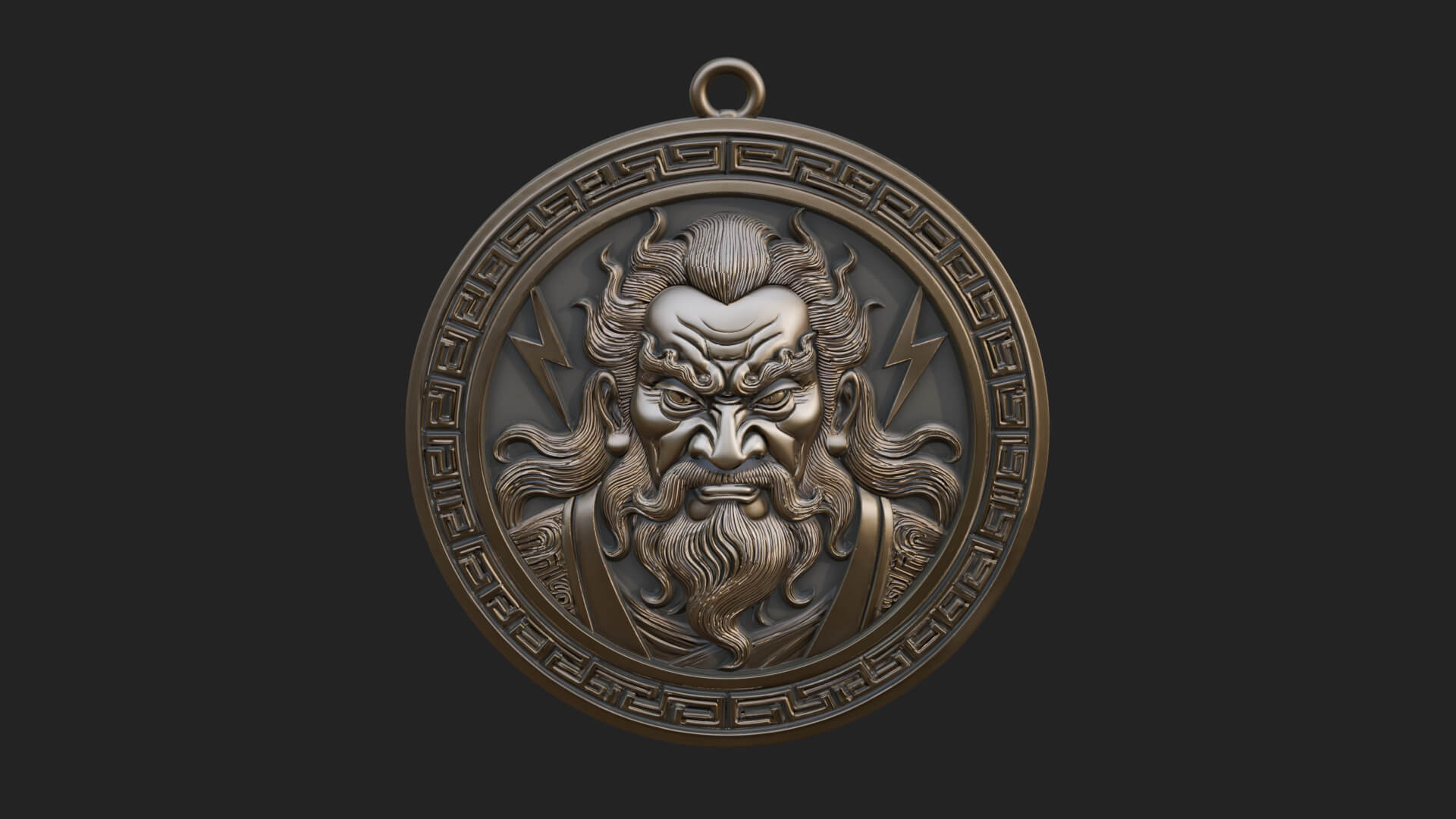 Lightning Sky God Oval Plaque Design 3 3D Print Model 3D Model