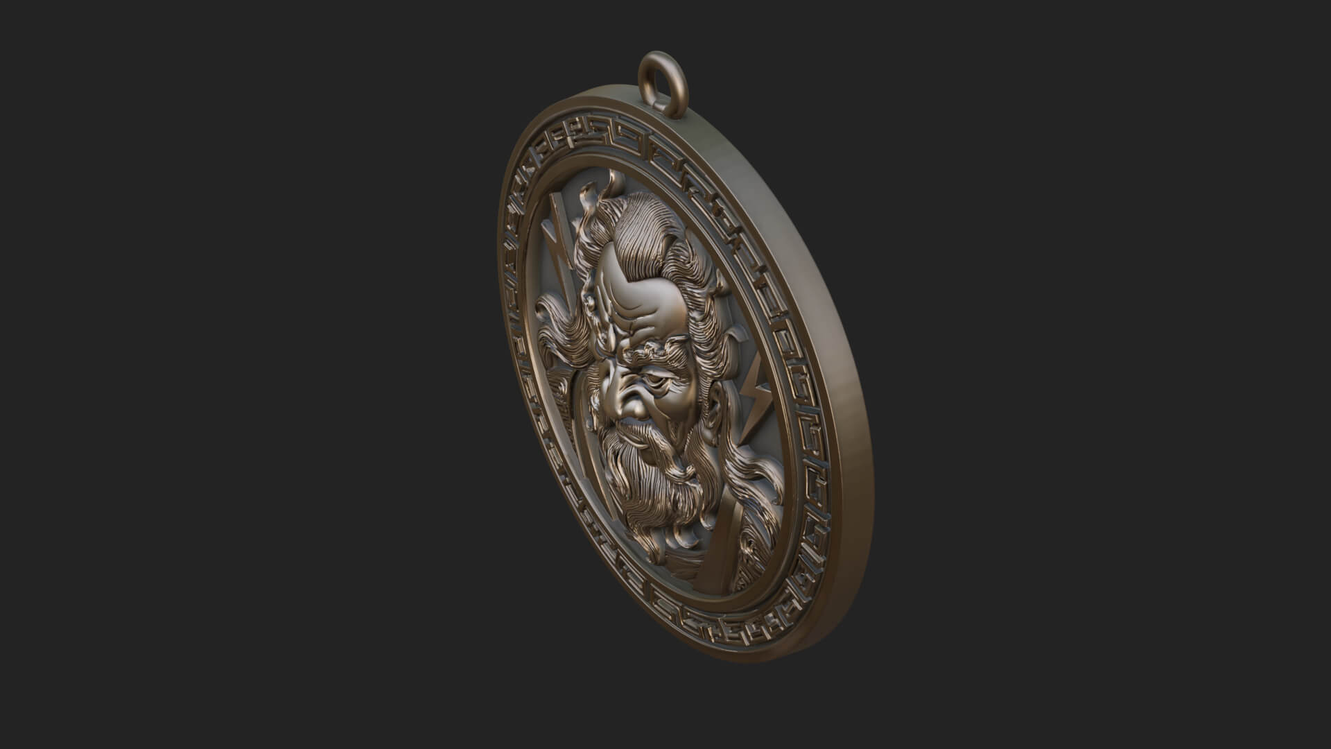 Lightning Sky God Oval Plaque Design 3 3D Print Model 3D Model