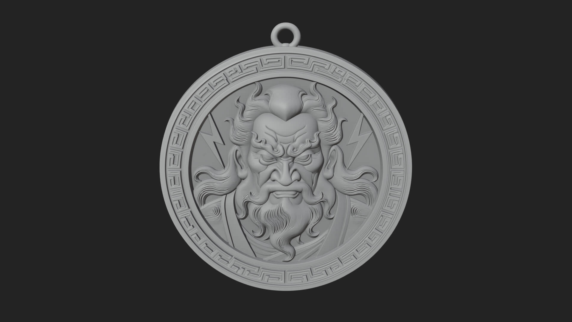 Lightning Sky God Oval Plaque Design 3 3D Print Model 3D Model