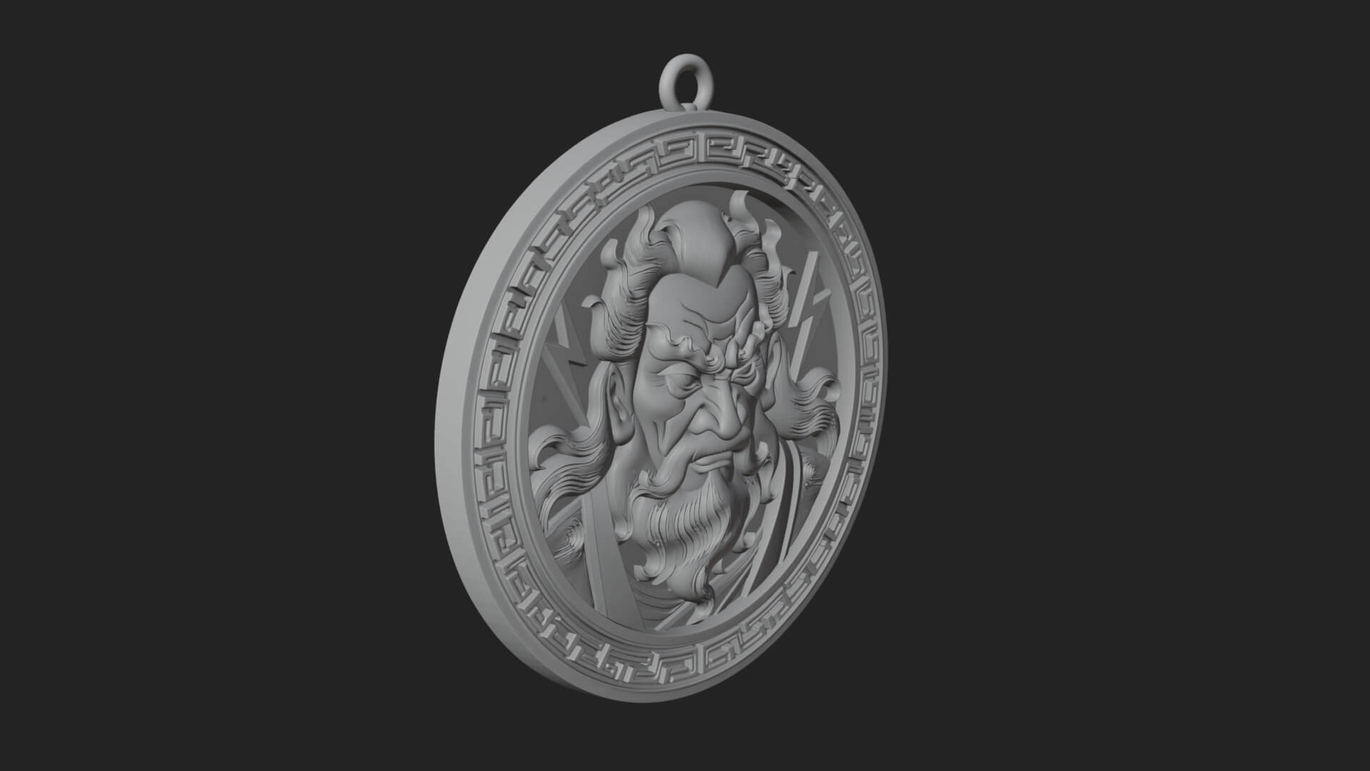 Lightning Sky God Oval Plaque Design 3 3D Print Model 3D Model