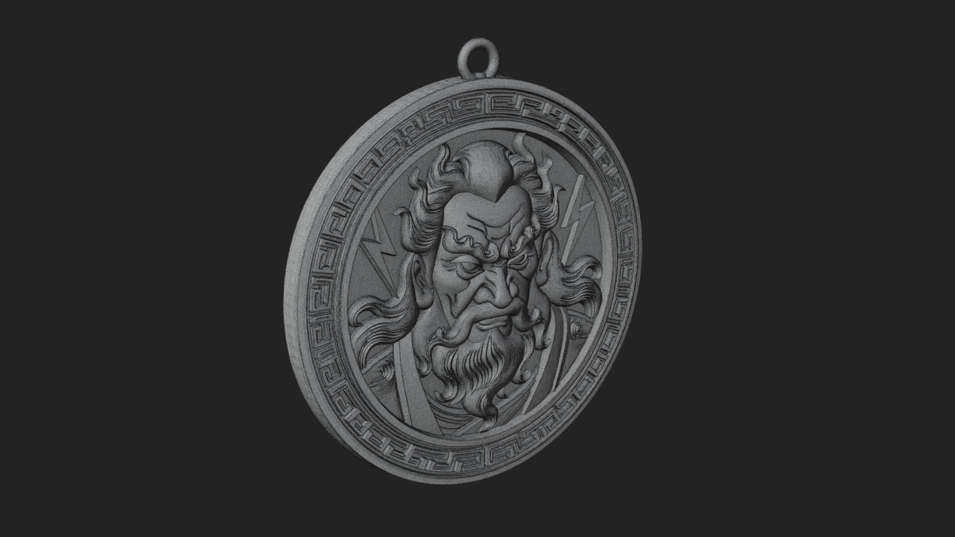 Lightning Sky God Oval Plaque Design 3 3D Print Model 3D Model