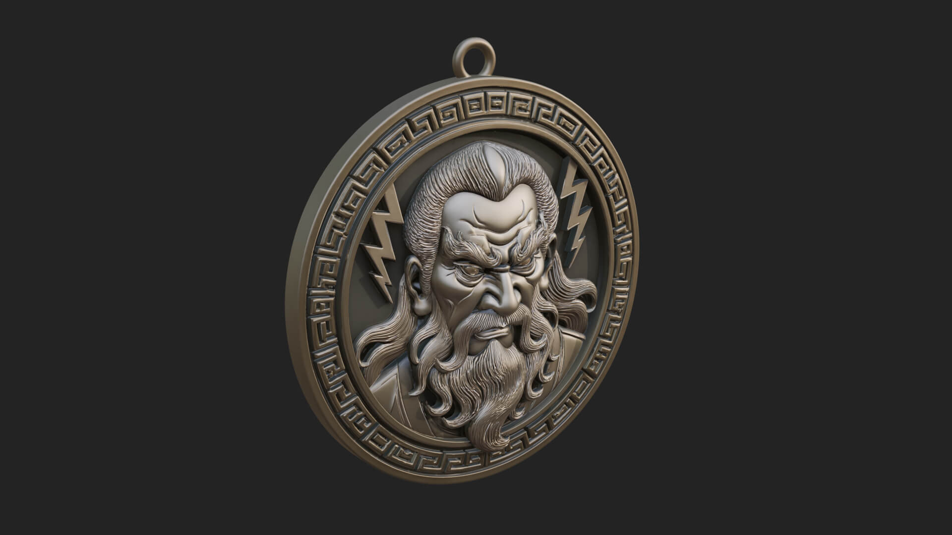 Lightning Sky God Oval Plaque Design 4 3D Print Model 3D Model