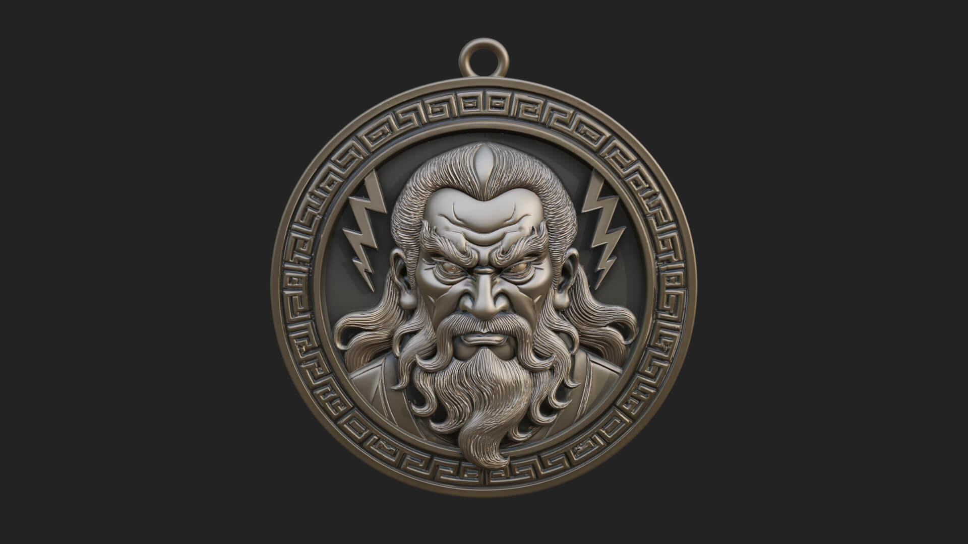 Lightning Sky God Oval Plaque Design 4 3D Print Model 3D Model