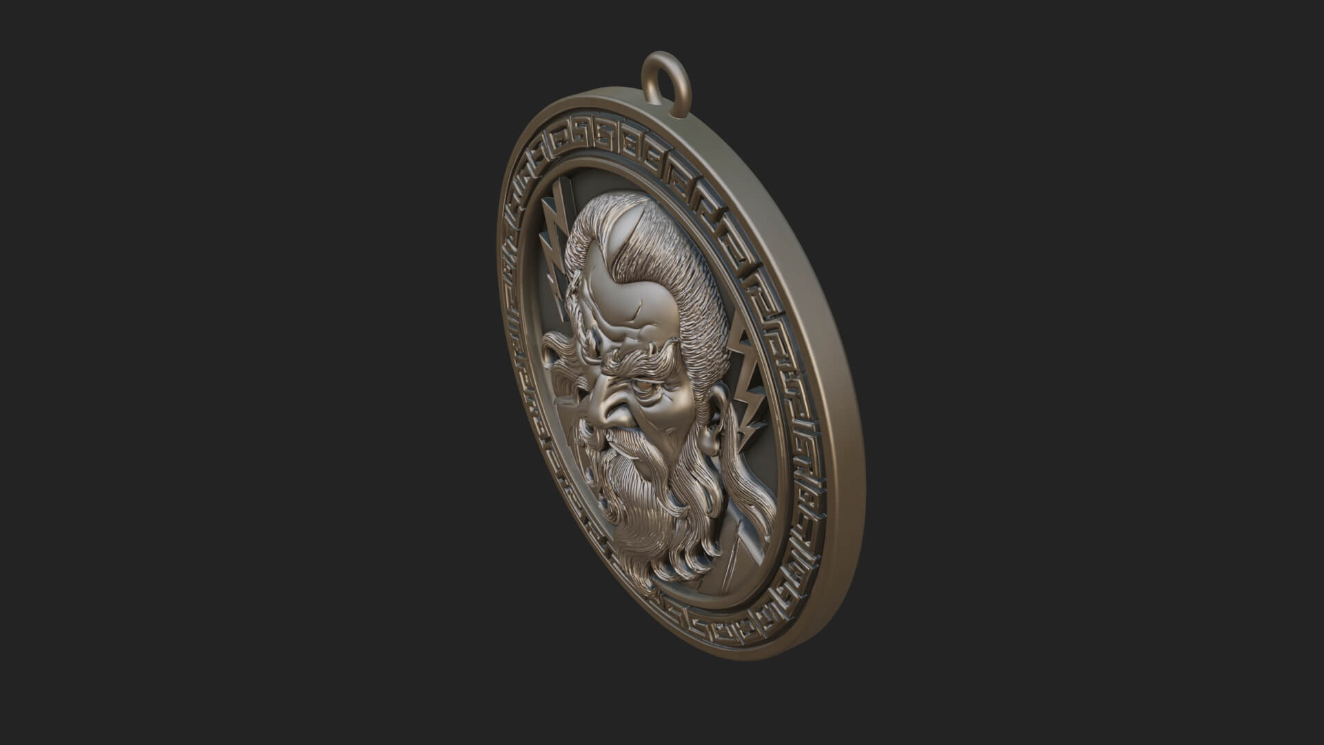 Lightning Sky God Oval Plaque Design 4 3D Print Model 3D Model