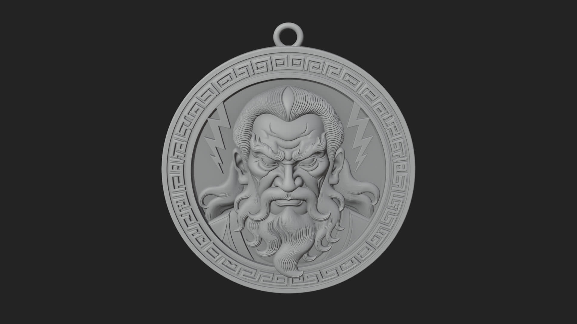 Lightning Sky God Oval Plaque Design 4 3D Print Model 3D Model