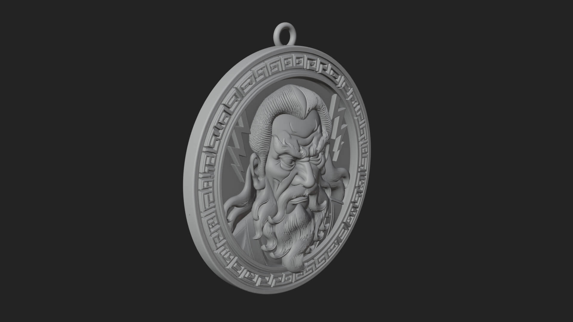 Lightning Sky God Oval Plaque Design 4 3D Print Model 3D Model