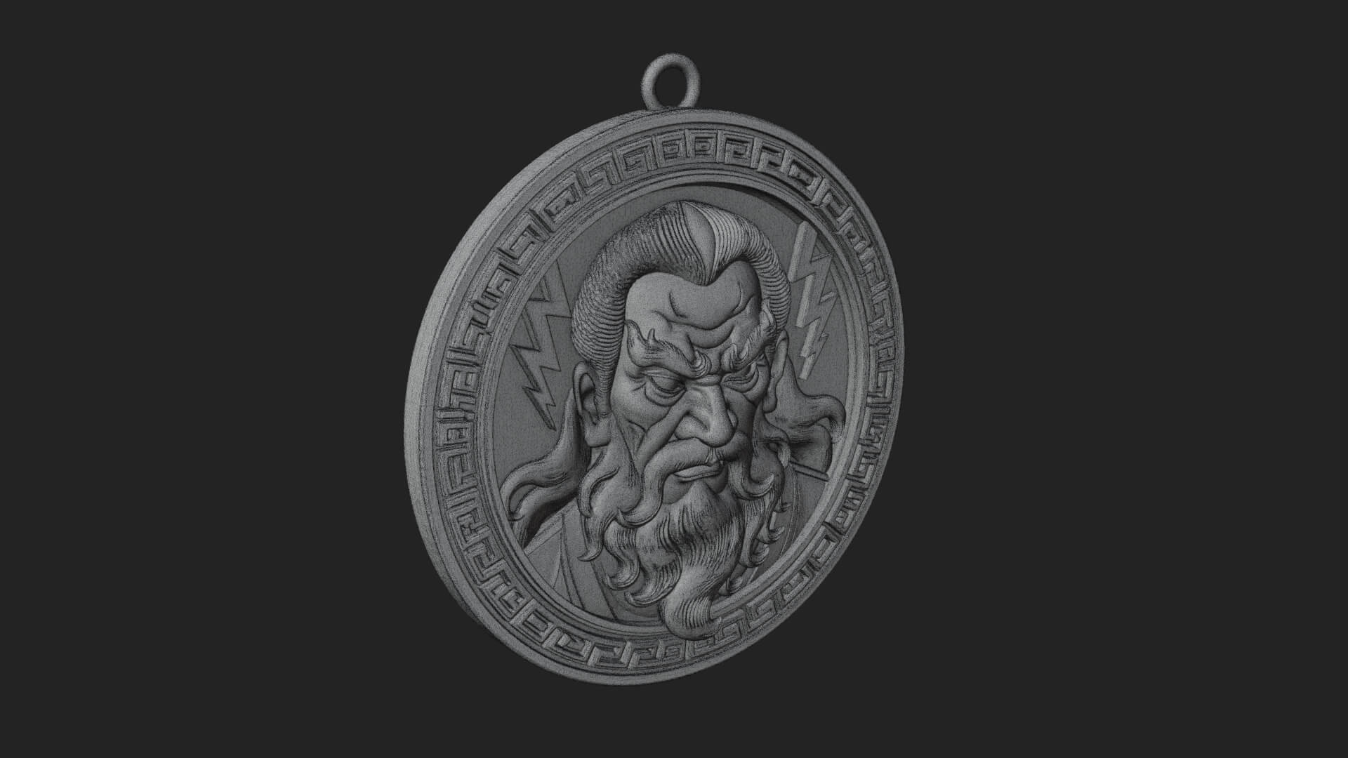 Lightning Sky God Oval Plaque Design 4 3D Print Model 3D Model