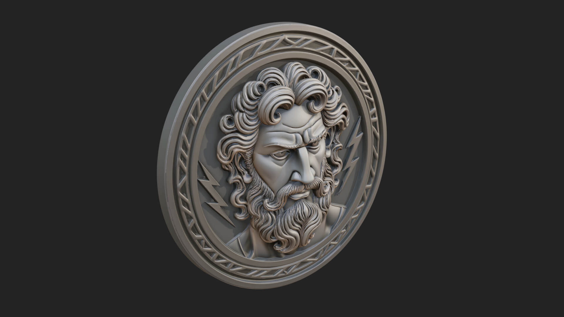 Lightning Sky God Oval Plaque Design 5 3D Print Model 3D Model