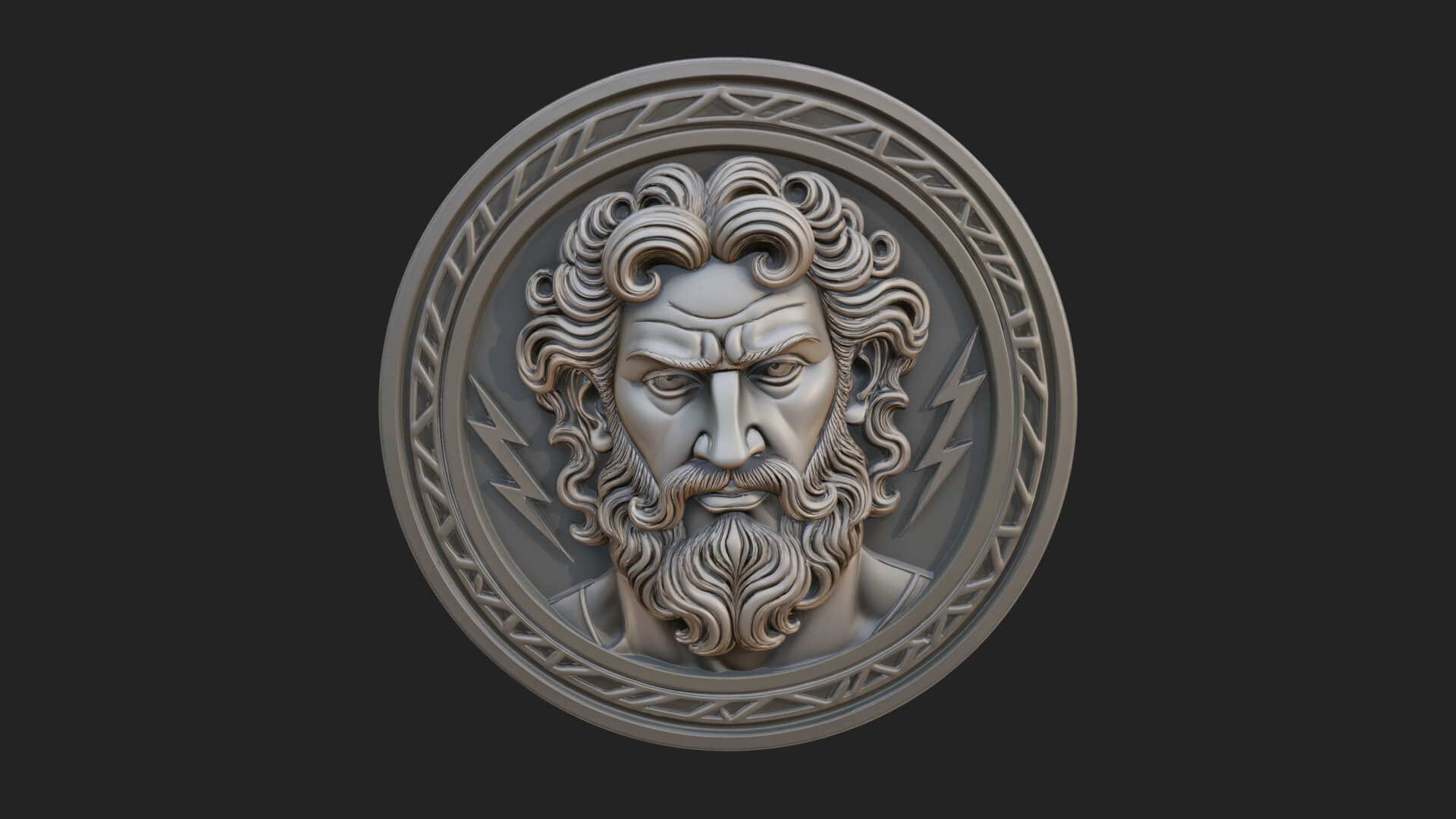 Lightning Sky God Oval Plaque Design 5 3D Print Model 3D Model